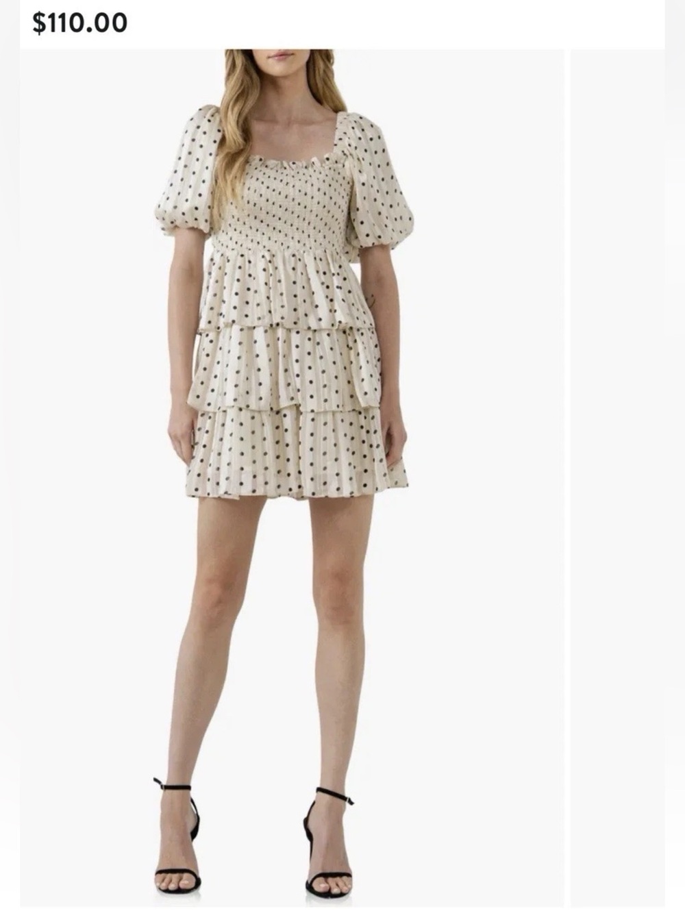 English Factory Cream Mini Dress with Black Polka Dots NWT
